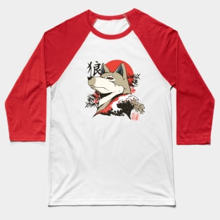 Japanese style wolf Baseball T-Shirt